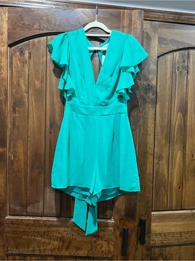 Impressions Kelly Green Flutter Sleeve Romper
